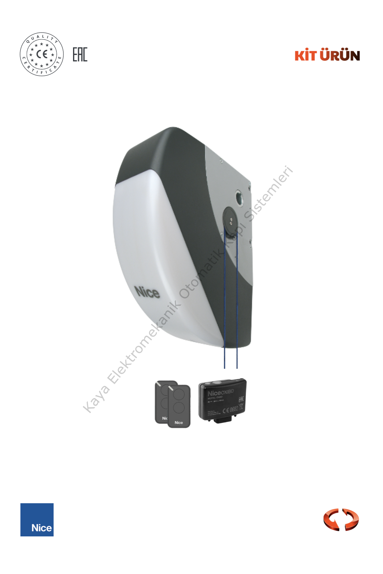 Nice Soon 2000 (Seksiyonel/Garaj Kapısı Motoru) (Otomatik Kapı Motoru) (Aksesuarlı Kit)