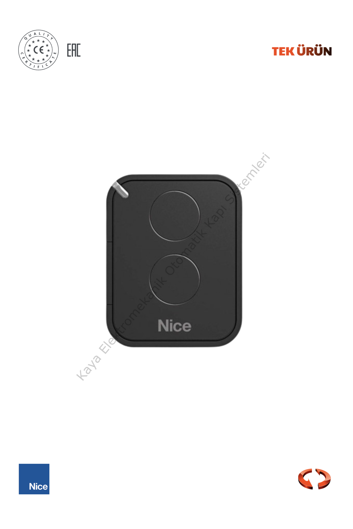 Nice Era FLO2RE 2 Kanallı Kumanda (Otomatik Kapı Kumandası)