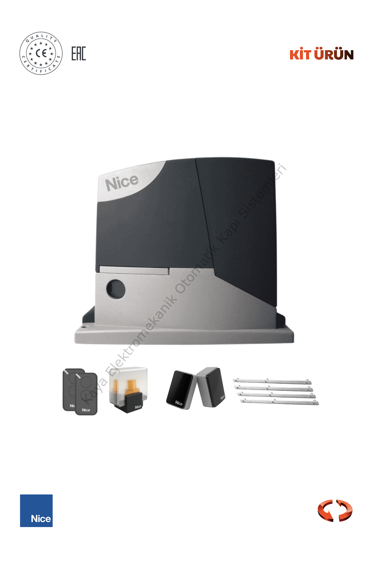 Nice Road 400 KG Yana Kayar Bahçe Kapısı Motor Kiti (Otomatik Kapı Motoru) (Aksesuarlı Kit)