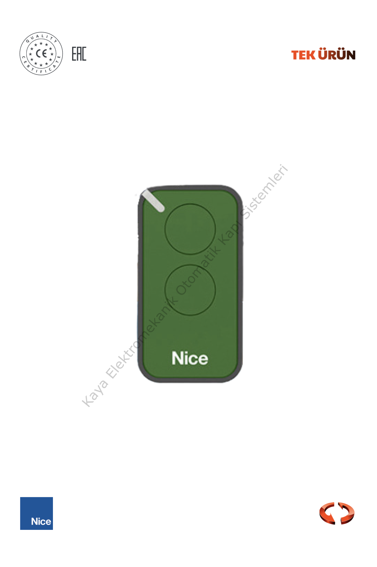 Nice Era Intı 2 Kanallı Kumanda Yeşil (Otomatik Kapı Kumandası)