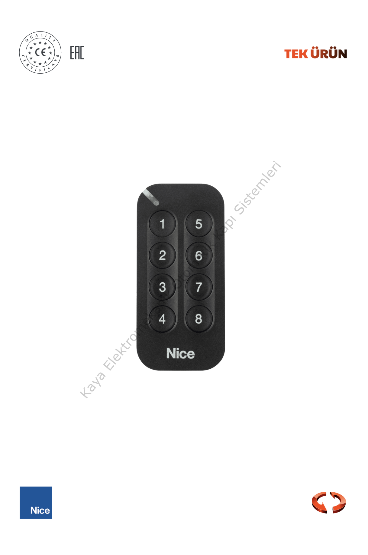 Nice MyGO 8 Kanallı Kumanda (Otomatik Kapı Kumandası)