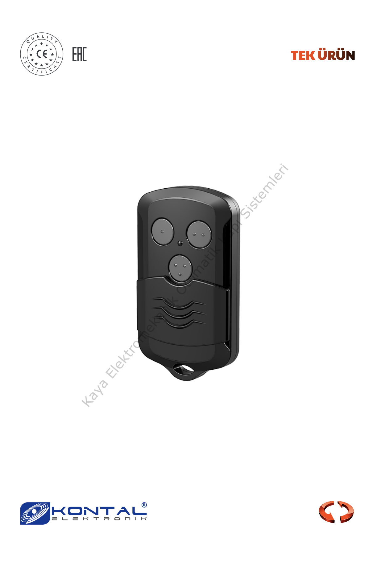 Kontal EVS3 - 3 Kanallı Değişken Kodlu Kumanda (Otomatik Kapı Aksesuarı)