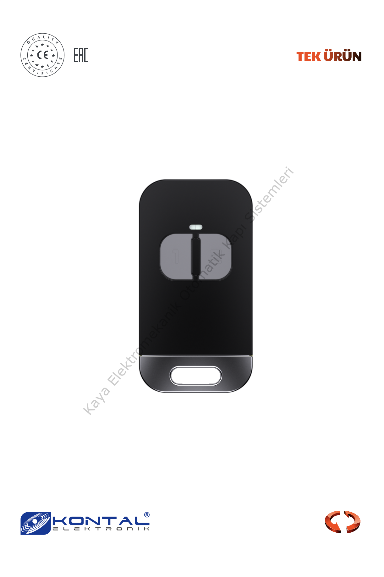 Kontal Qulp2 - 2 Kanallı Değişken Kodlu Kumanda Siyah (Otomatik Kapı Aksesuarı)