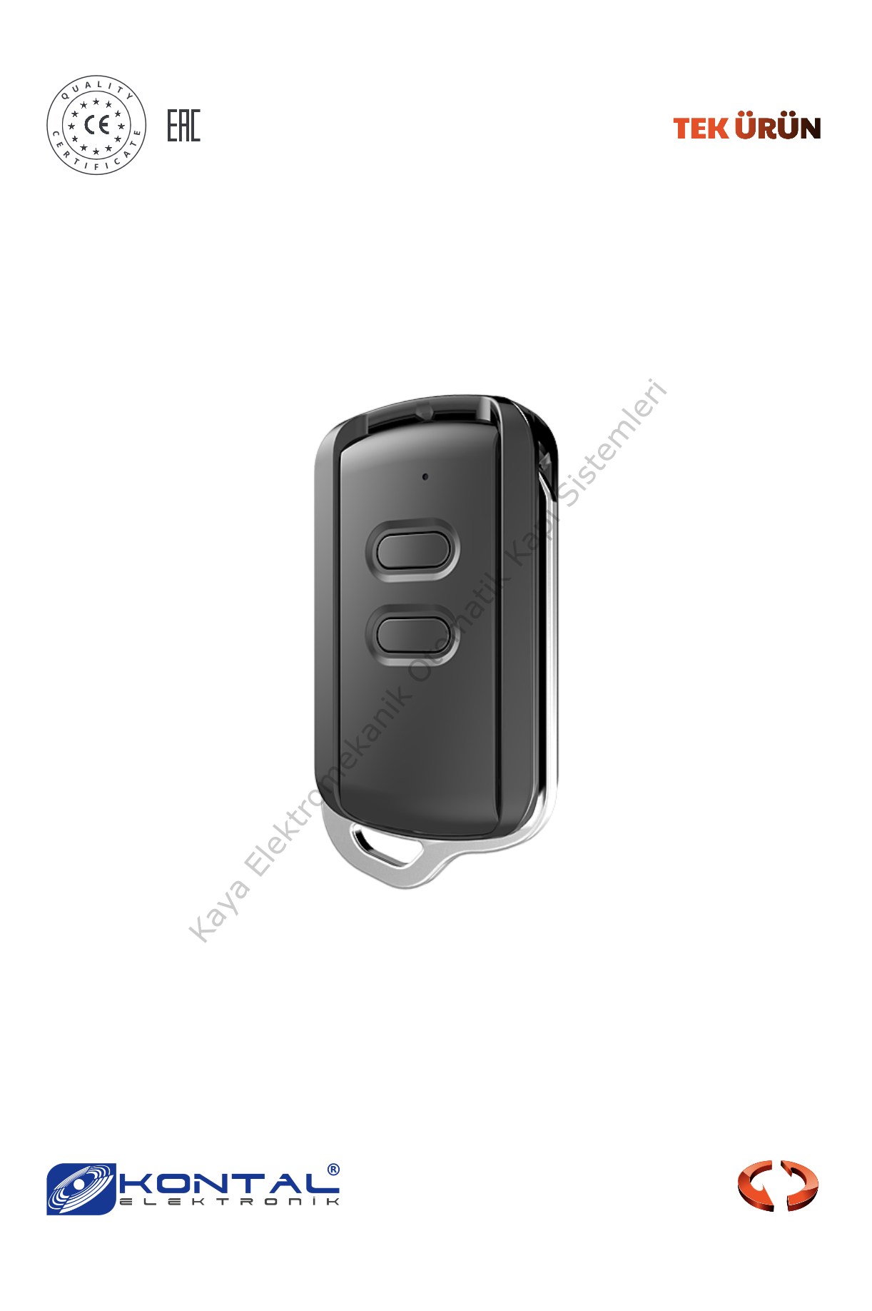 Kontal Rolan Y2 - 2 Kanallı Değişken Kodlu Kumanda Siyah (Otomatik Kapı Aksesuarı)