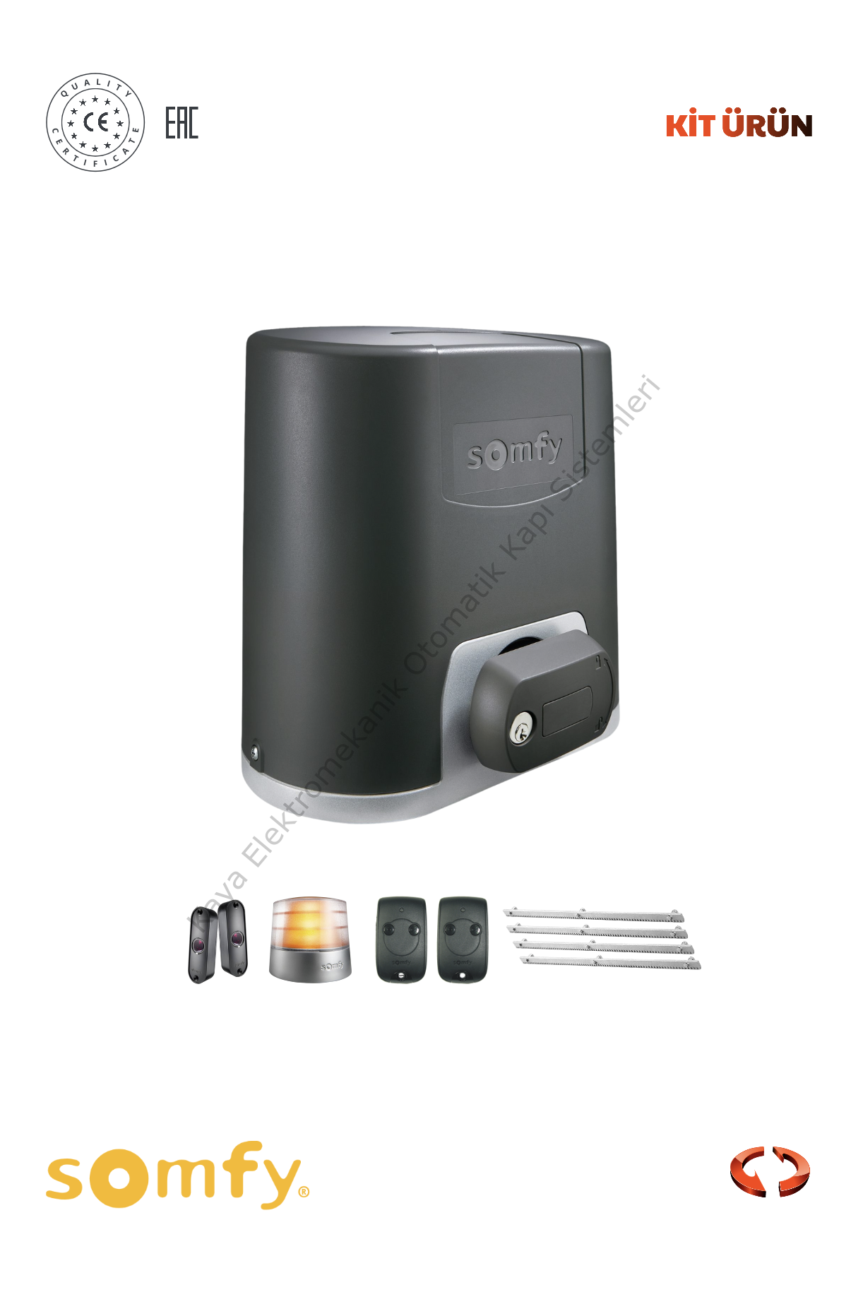 Somfy Elixo 800KG 230V Comfort Pack Yana Kayar Bahçe Kapısı Motor Kiti (Otomatik Kapı Motoru) (Aksesuarlı Kit)