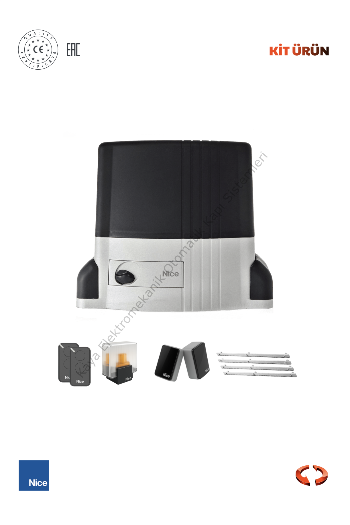 Nice Thor 1500 KG Yana Kayar Bahçe Kapısı Motor Kiti (Otomatik Kapı Motoru) (Aksesuarlı Kit)