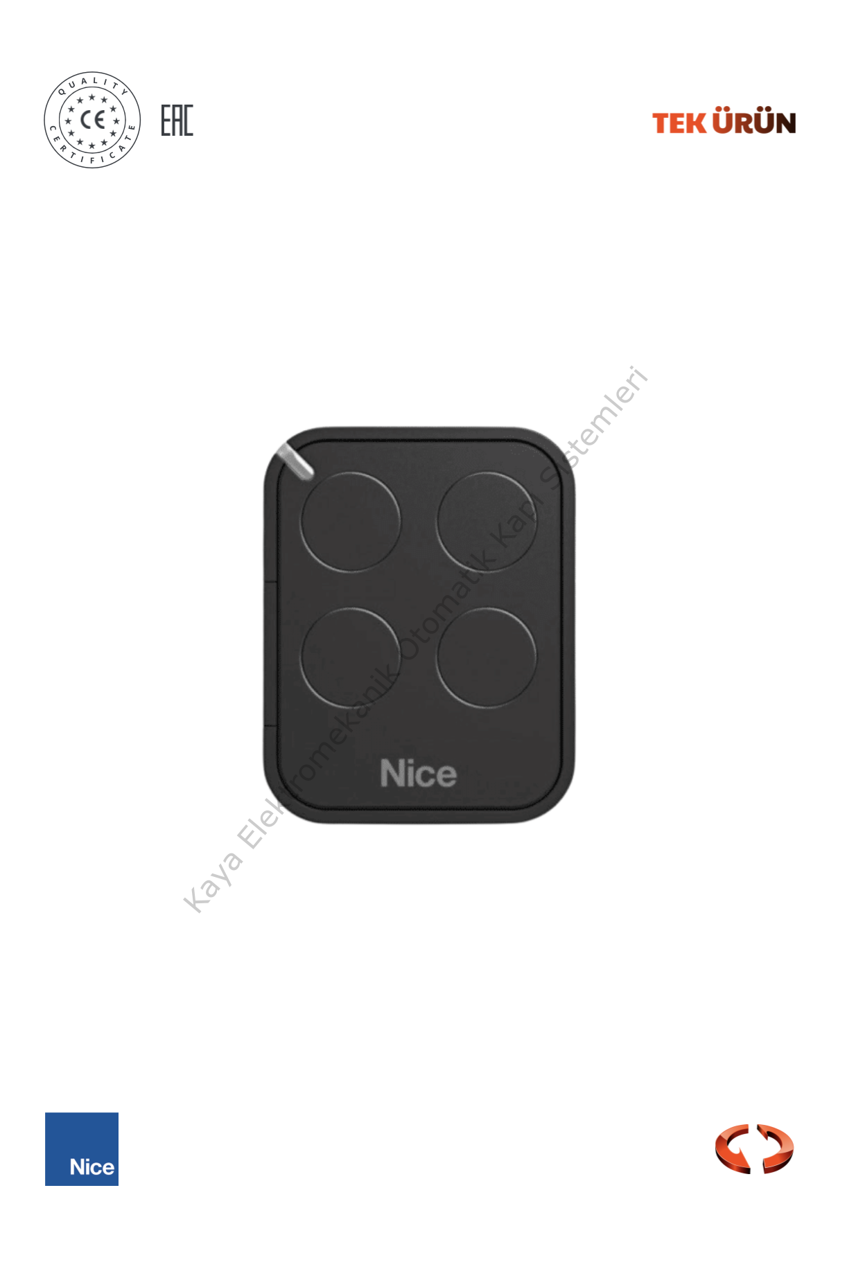 Nice Era FLO4RE 4 Kanallı Kumanda (Otomatik Kapı Kumandası)