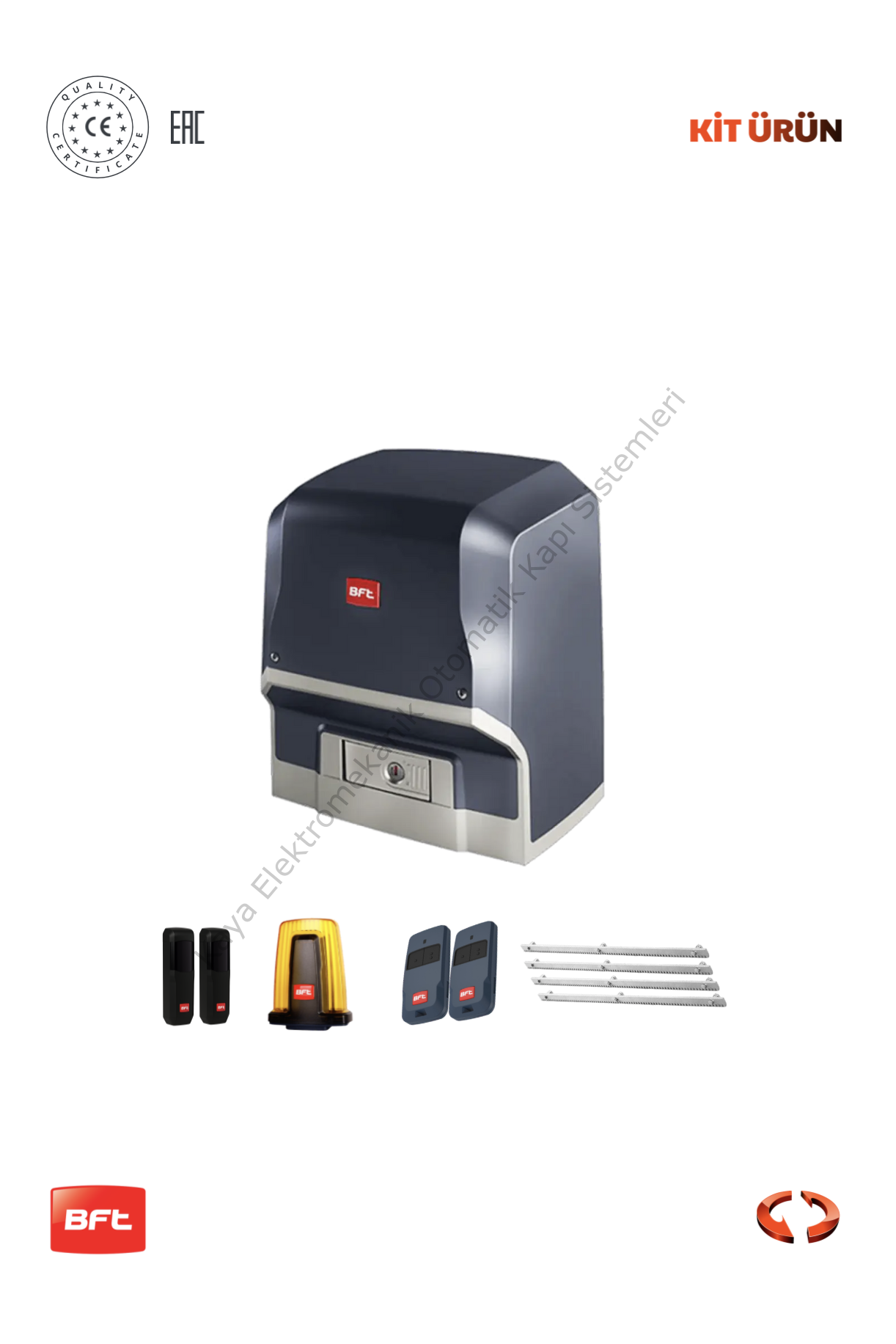 BFT Ares BT A1000 KG Yana Kayar Bahçe Kapısı Motor Kiti (Otomatik Kapı Motoru) (Aksesuarlı Kit)