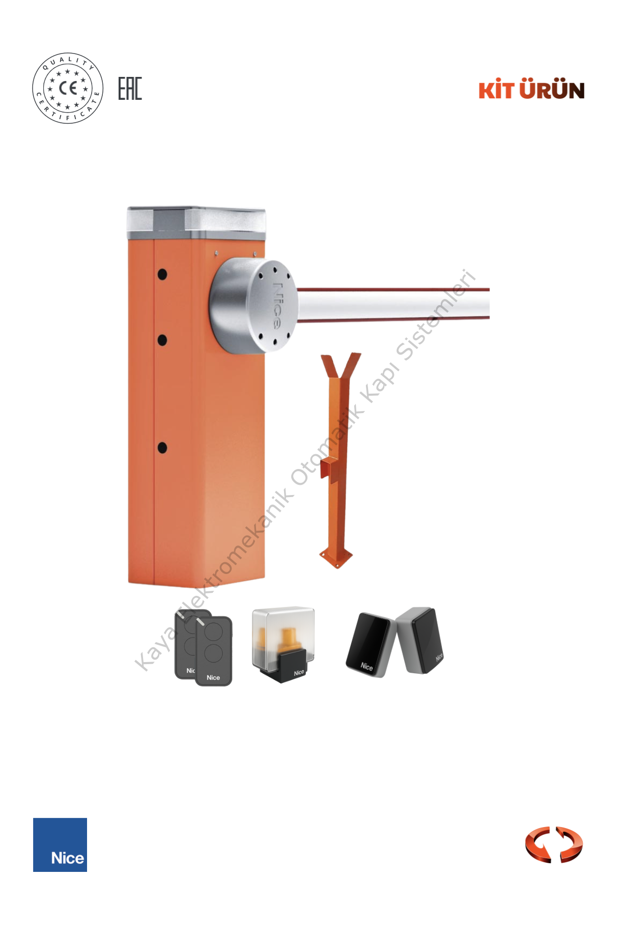 Nice LBAR8 8 Metre Bariyer (Yol Bariyeri - Kontrollü Geçiş - Güvenlik ) (Aksesuarlı Kit)