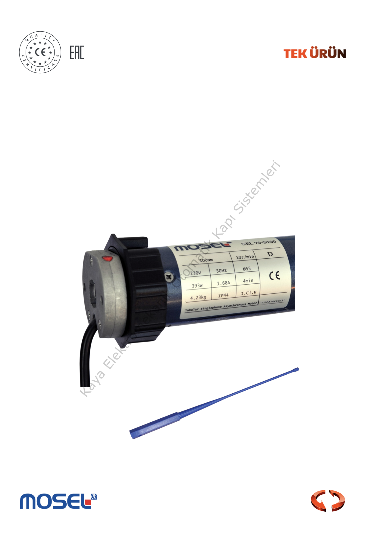 Mosel SEL70 100NM Motor ( Kepenk Motoru) (Otomatik Kapı Motoru)