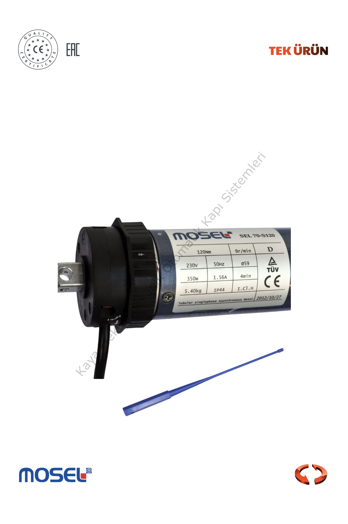 Mosel SEL70 120NM Motor ( Kepenk Motoru) (Otomatik Kapı Motoru)