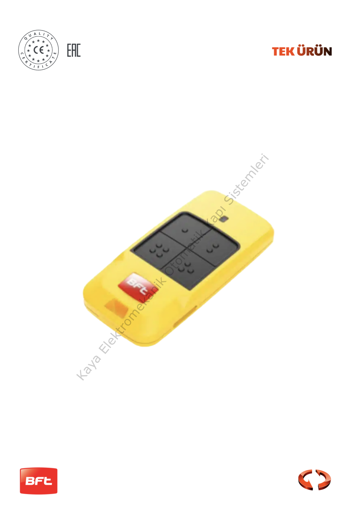 BFT MITTO COOL C2 2 Tuşlu Kumanda Sarı (Otomatik Kapı Kumandası)