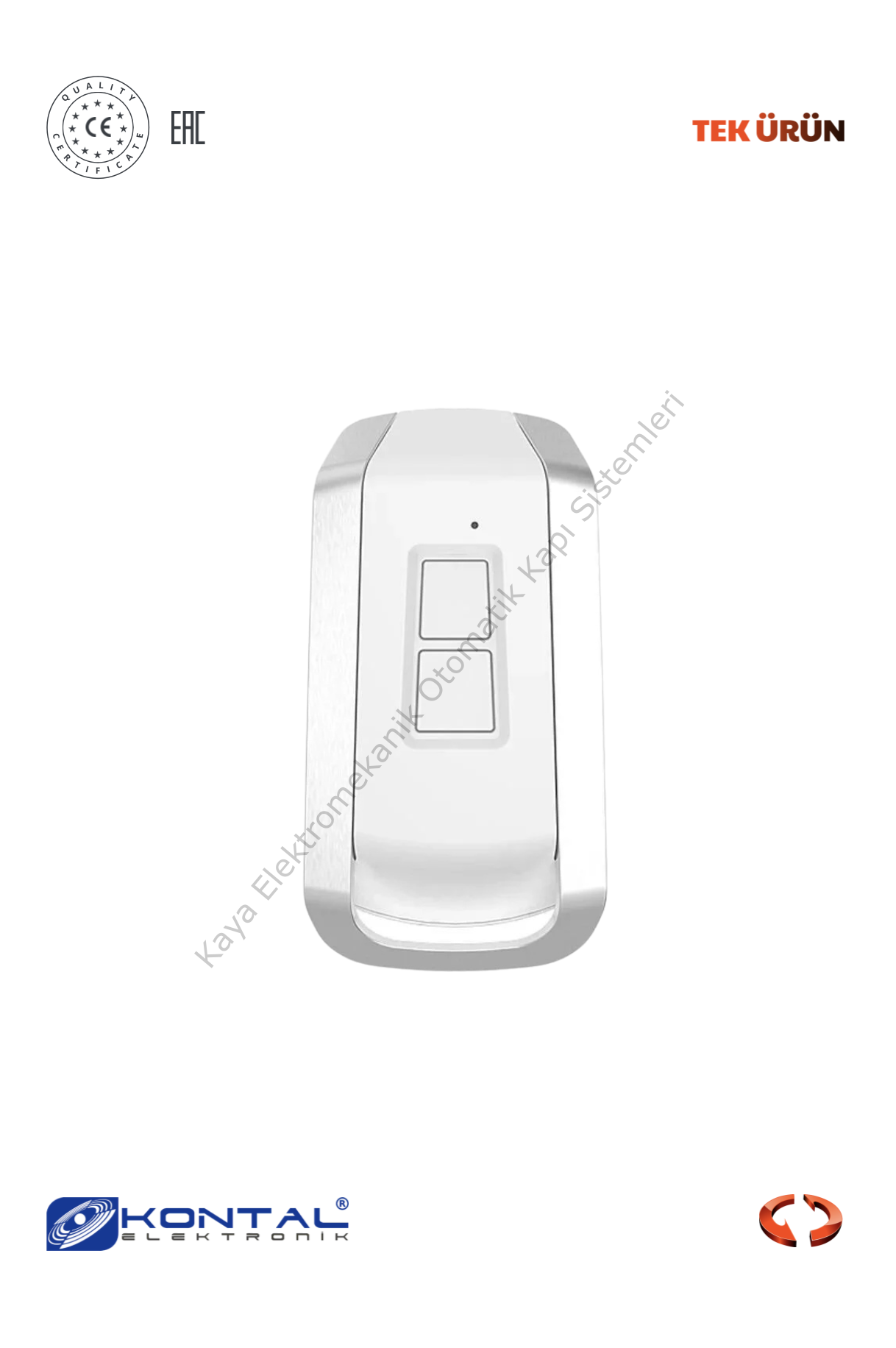 Kontal Rolan2 2 Kanallı Kumanda Beyaz (Otomatik Kapı Kumandası)