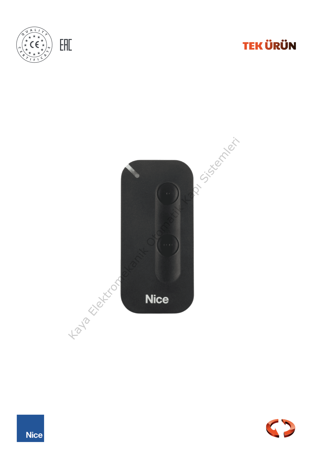 Nice MyGO 2 Kanallı Kumanda (Otomatik Kapı Kumandası)