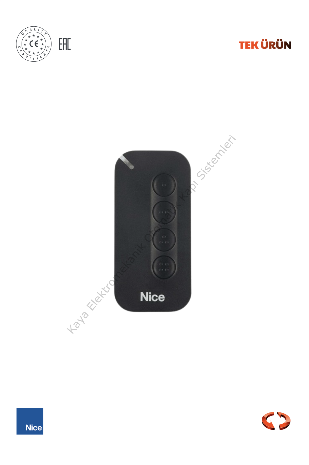 Nice MyGO 4 Kanallı Kumanda (Otomatik Kapı Kumandası)