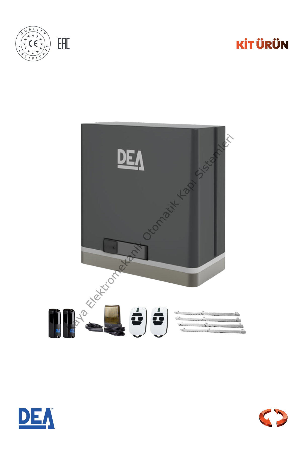 DEA Gulliver 3000 KG Yana Kayar Bahçe Kapısı Motor Kiti (Otomatik Kapı Motoru) (Aksesuarlı Kit)