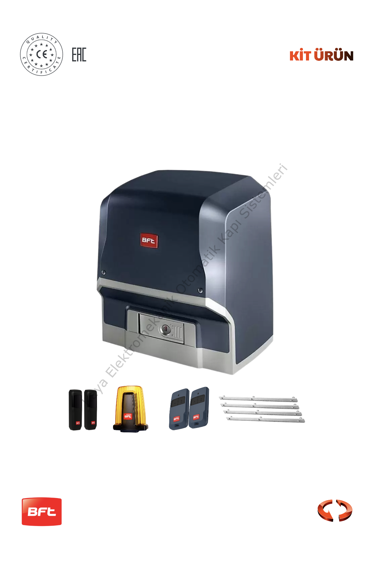 BFT Ares BT A1500KG Yana Kayar Bahçe Kapısı Motor Kiti (Otomatik Kapı Motoru) (Aksesuarlı Kit)