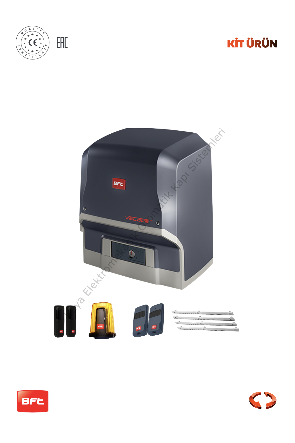 BFT Ares Veloce BT A500 Hızlı Seri Yana Kayar Bahçe Kapısı Motor Kiti (Otomatik Kapı Motoru) (Aksesuarlı Kit)
