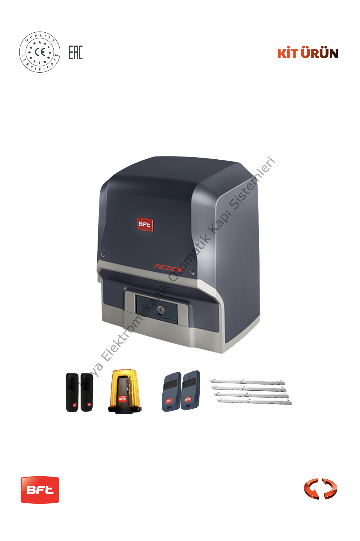 BFT Ares Veloce BT A1000 Hızlı Seri Yana Kayar Bahçe Kapısı Motor Kiti (Otomatik Kapı Motoru) (Aksesuarlı Kit)