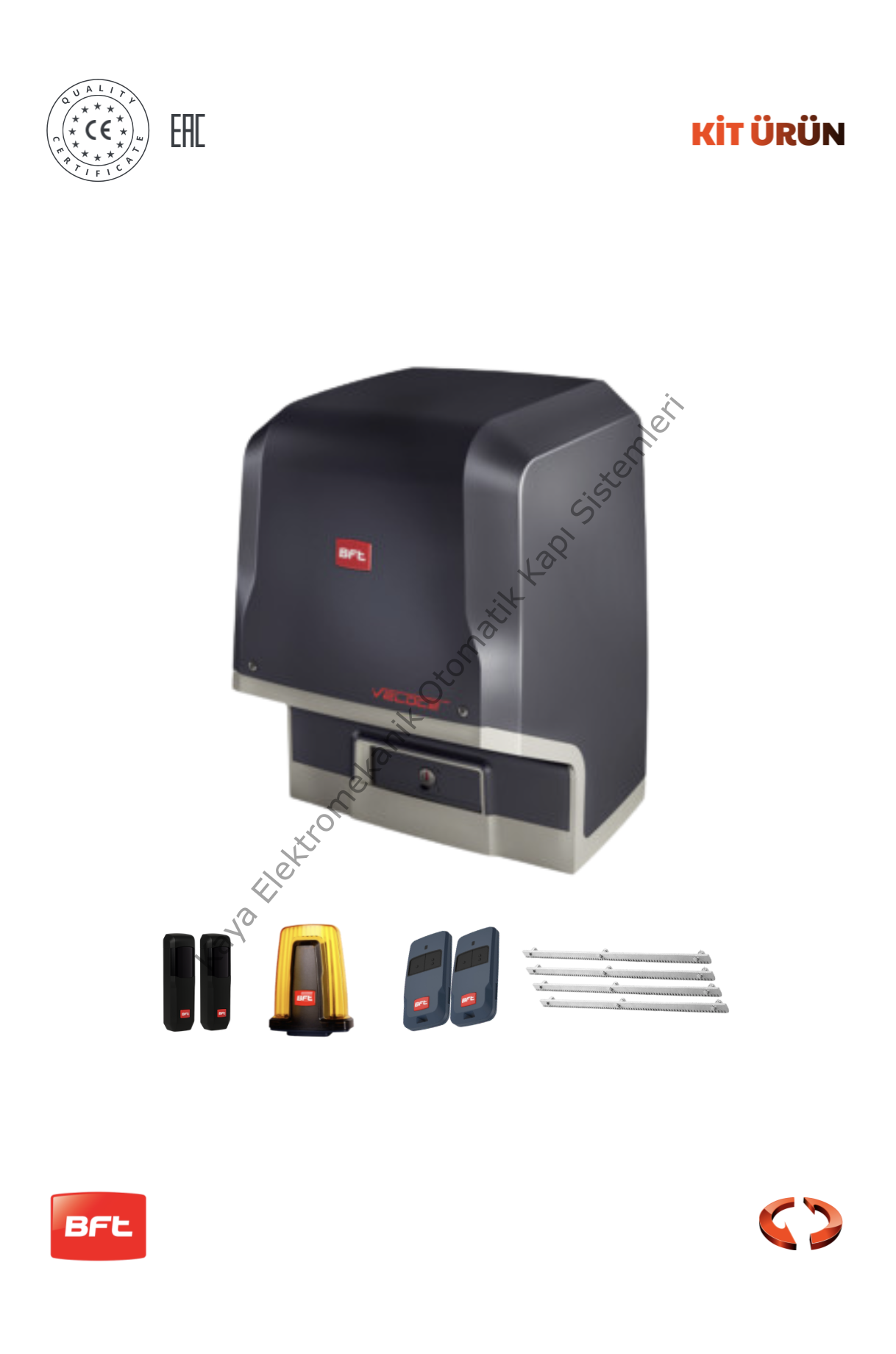 BFT Icaro Smart AC A2000 Veloce Hızlı Seri Yana Kayar Bahçe Kapısı Motor Kiti (Otomatik Kapı Motoru) (Aksesuarlı Kit)