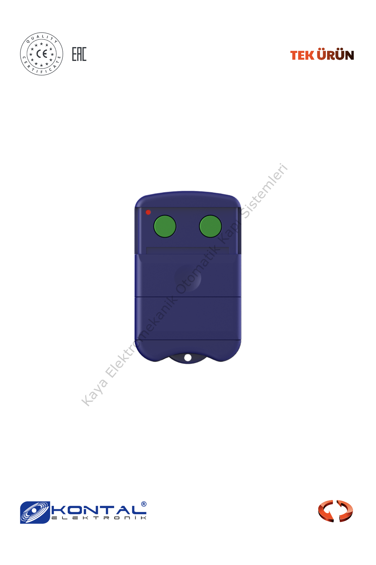 Kontal LVS2 - 2 Kanallı Sabit Kodlu Kumanda (Otomatik Kapı Aksesuarı)