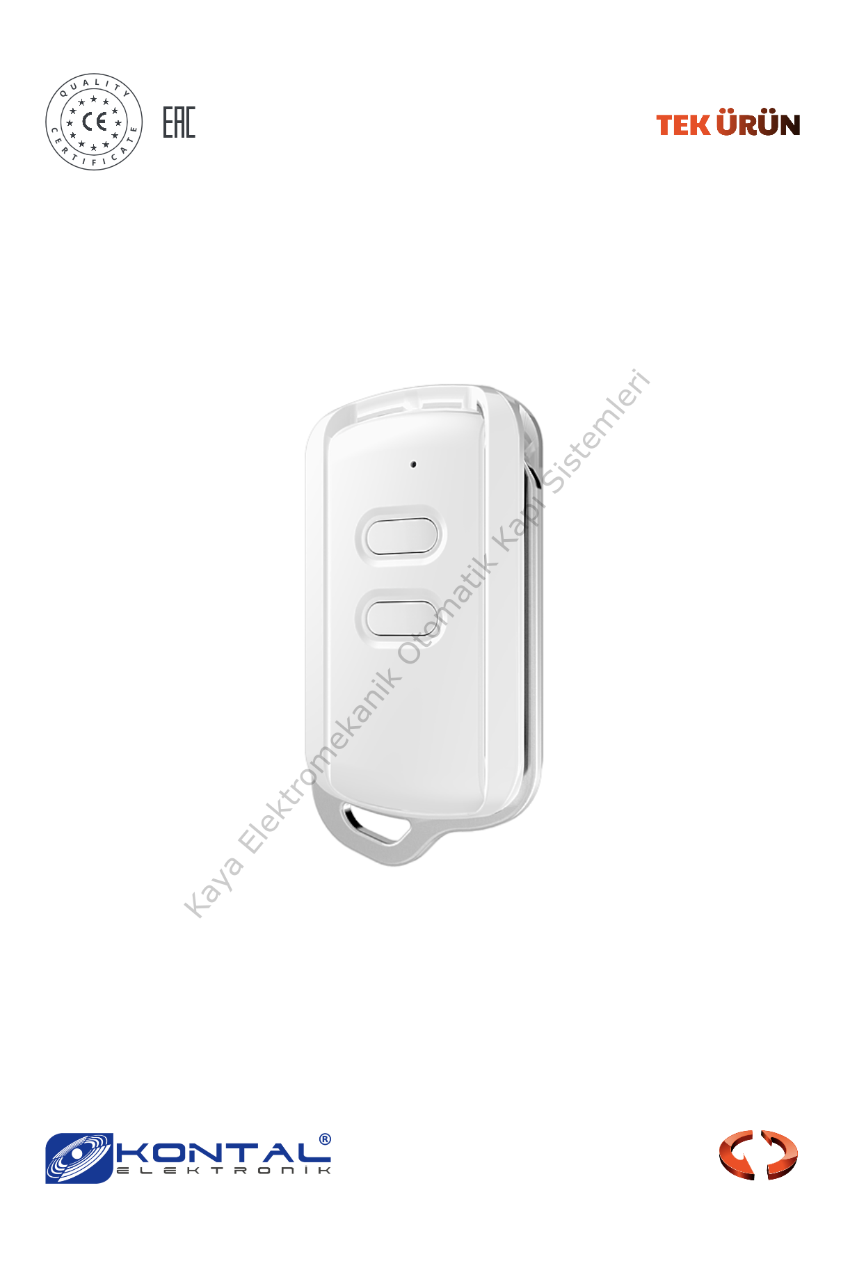 Kontal Rolan Y2 - 2 Kanallı Değişken Kodlu Kumanda Beyaz (Otomatik Kapı Aksesuarı)