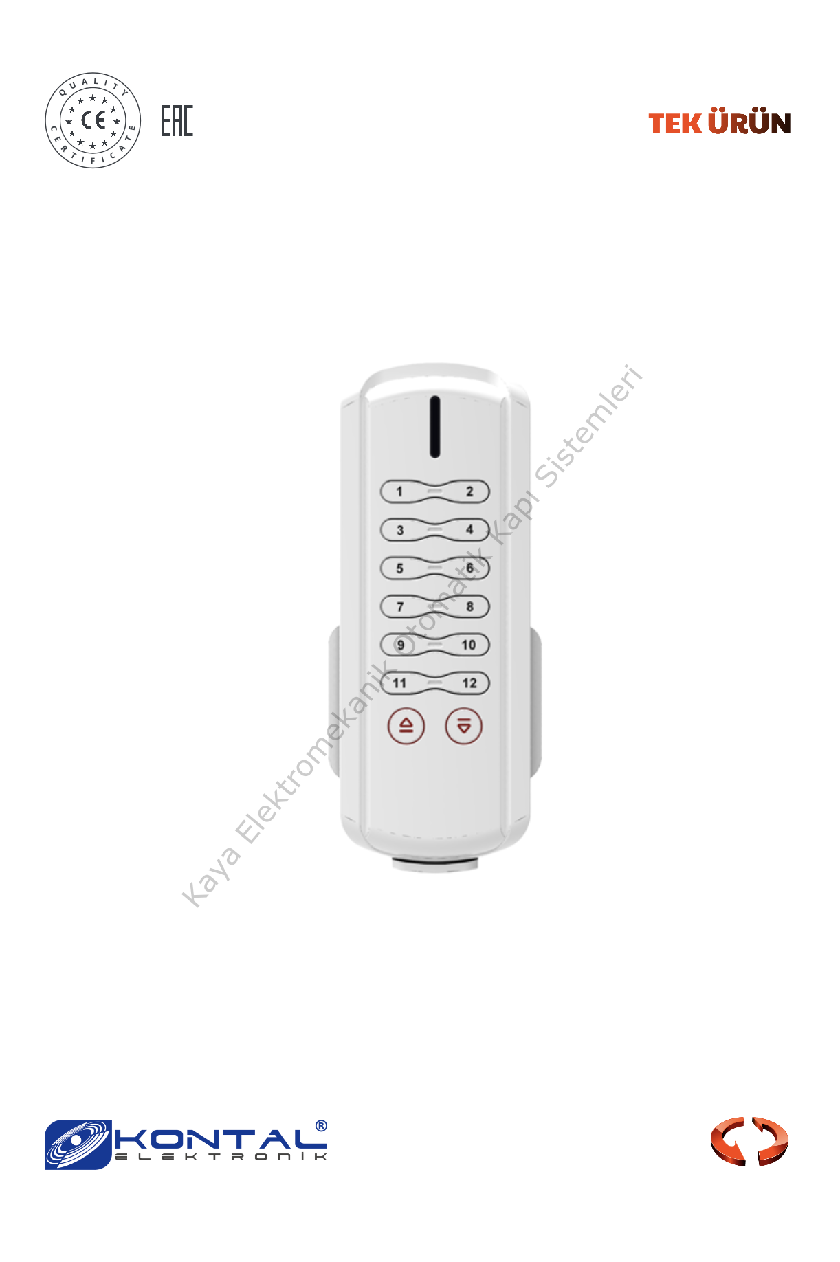 Kontal VM12 - 12 Kanallı Değişken Kodlu Kumanda Siyah (Otomatik Kapı Aksesuarı)