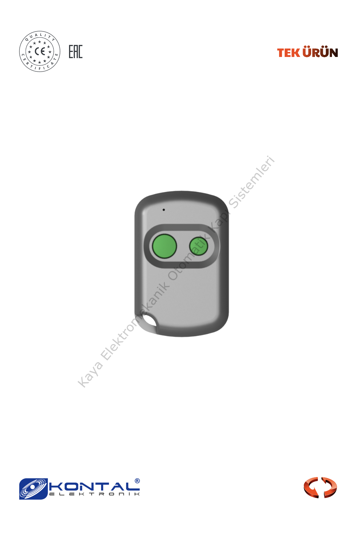 Kontal VPU - 2 Kanallı Sabit Kodlu Kumanda (Otomatik Kapı Aksesuarı)