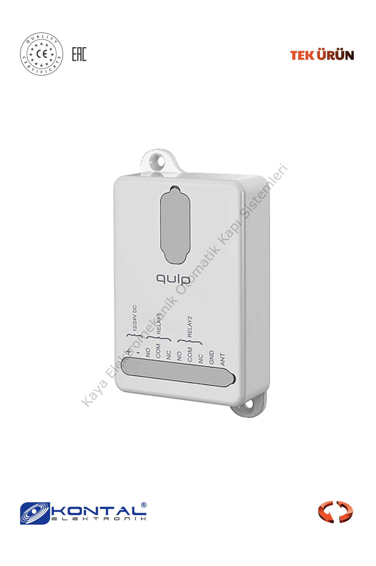 Kontal Qulp R1 - 1 Kanallı Değişken Kodlu Alıcı (Otomatik Kapı Aksesuarı)