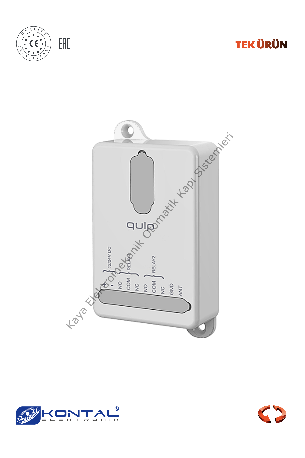 Kontal Qulp R2 - 2 Kanallı Değişken Kodlu Alıcı (Otomatik Kapı Aksesuarı)
