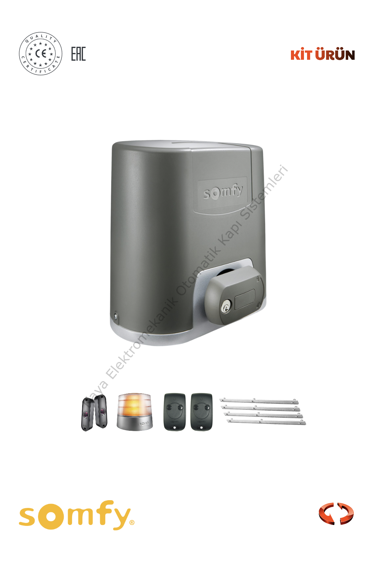 Somfy Elixo 500KG 230V Eco Comfort Pack Yana Kayar Bahçe Kapısı Motor Kiti (Otomatik Kapı Motoru) (Aksesuarlı Kit)