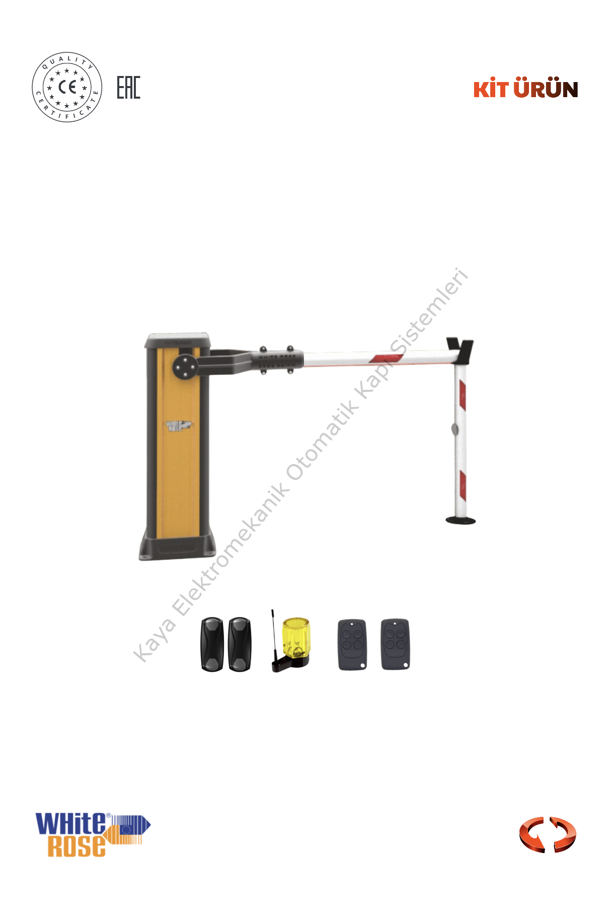 White Rose Dynamic 3 Metre Bariyer (Yol Bariyeri - Kontrollü Geçiş - Güvenlik ) (Aksesuarlı Kit)