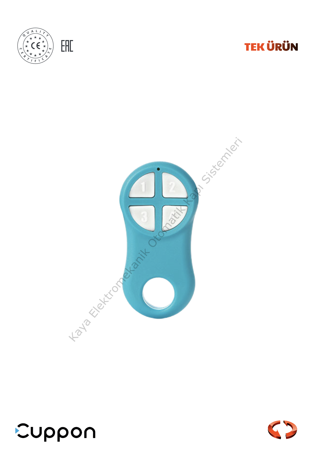 Cuppon 4HS 4 Kanallı Kumanda Mavi (Otomatik Kapı Aksesuarı)