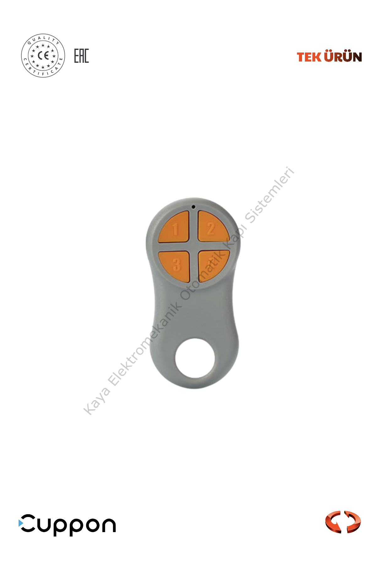 Cuppon 4HS 4 Kanallı Kumanda Gri (Otomatik Kapı Aksesuarı)