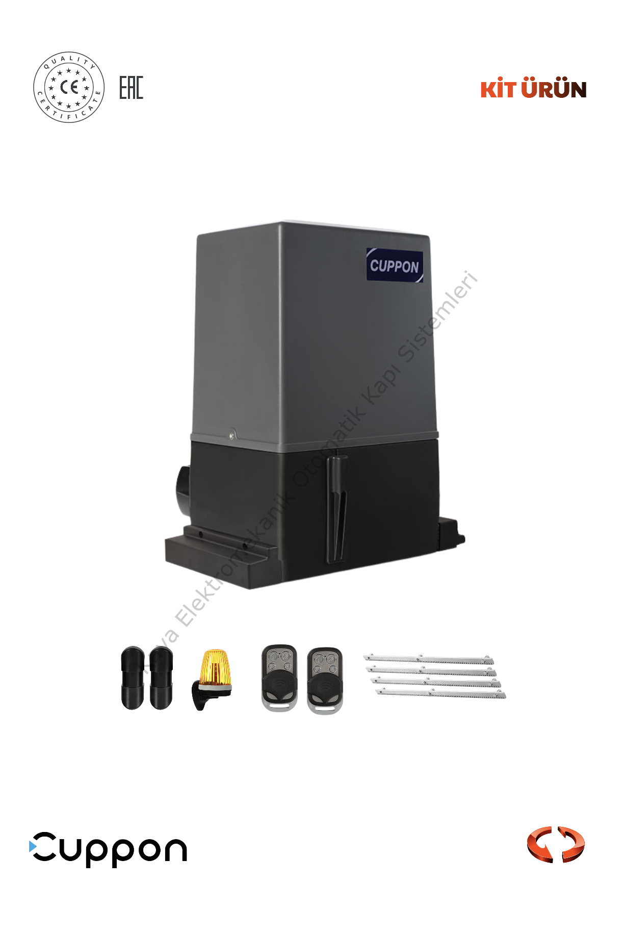 Cuppon CSG 1500KG Yana Kayar Bahçe Kapısı Motor Kiti (Otomatik Kapı Motoru) (Aksesuarlı Kit)