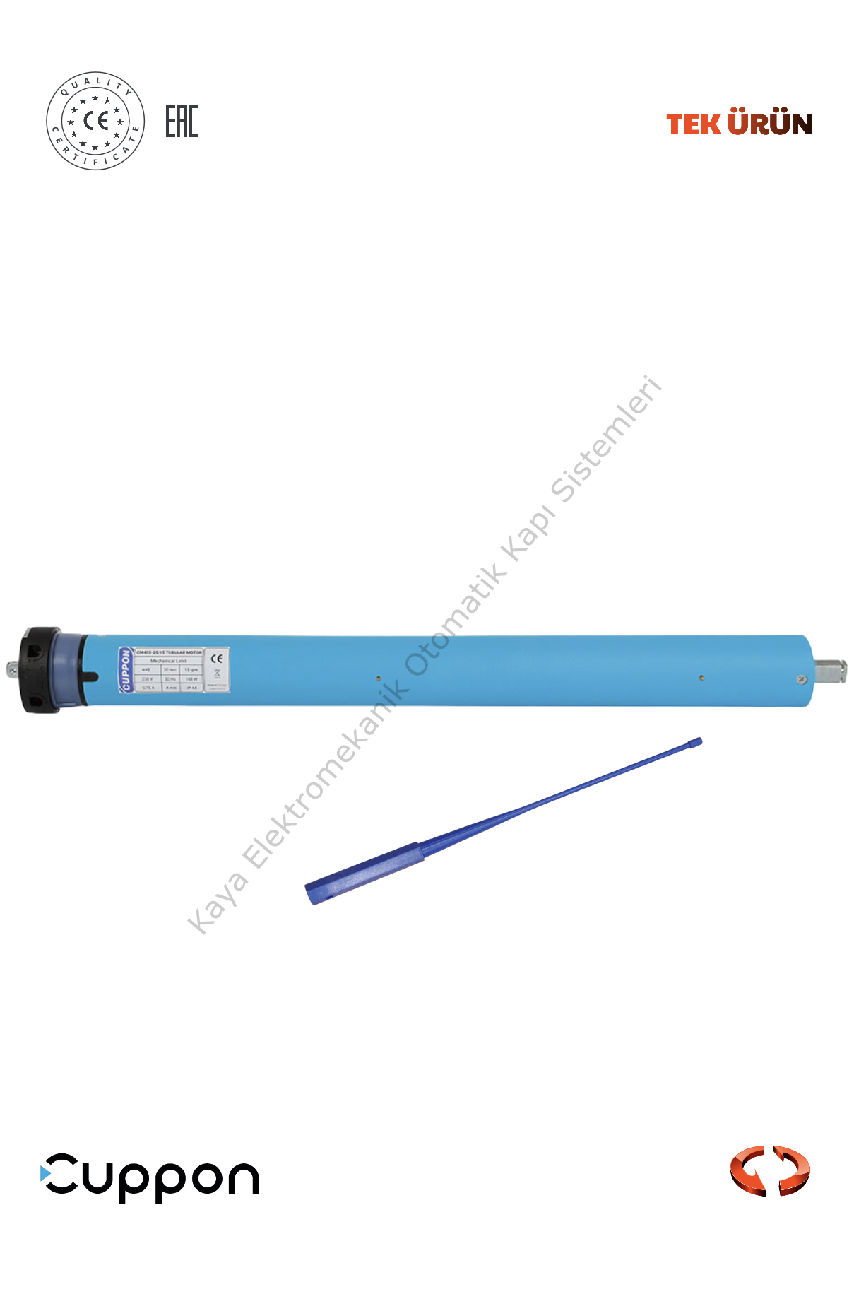 Cuppon CM45SS-10/15 10Nm Kısa Tip Panjur Tüp Motor (Otomatik Kapı Motoru)