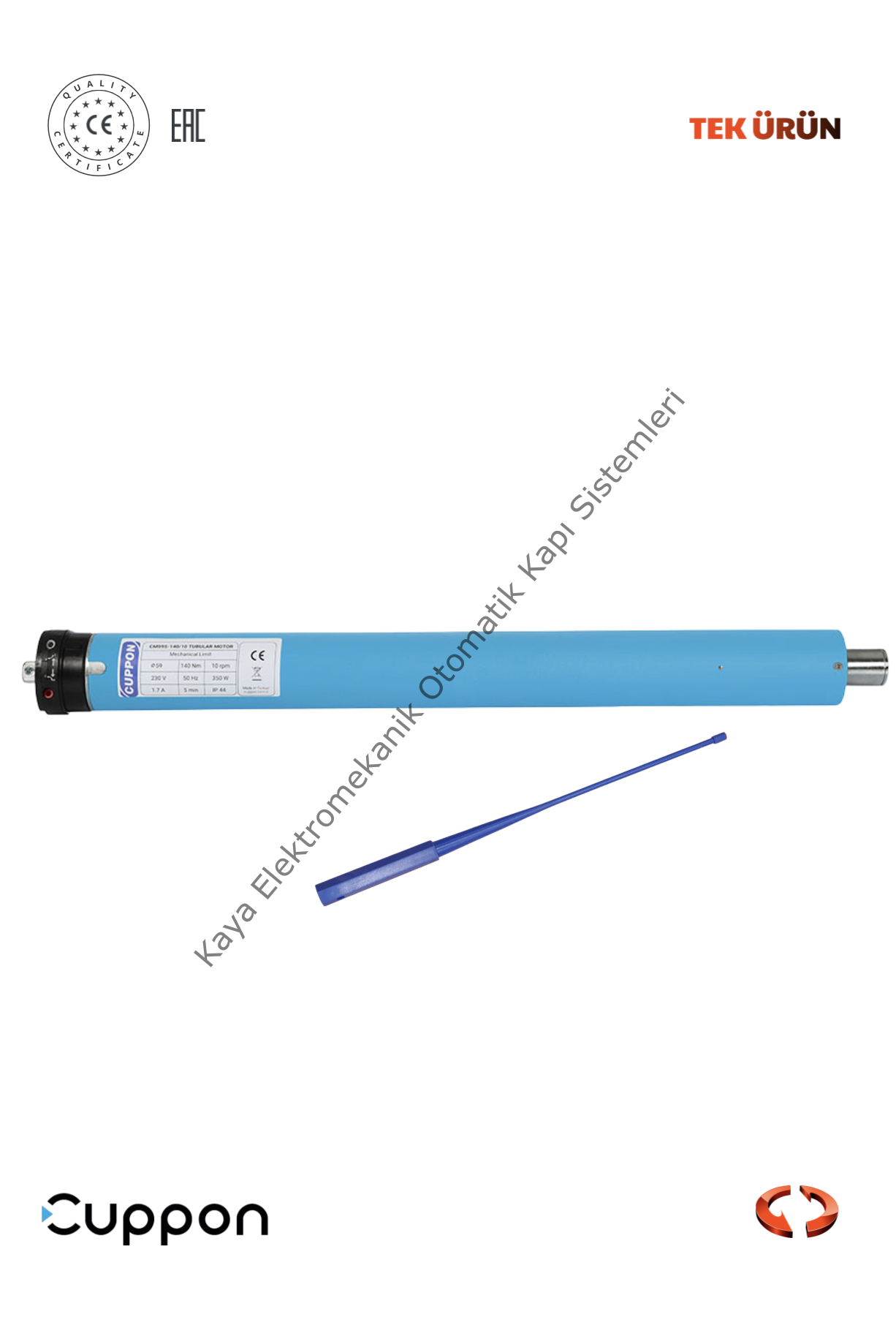 Cuppon CM59R-140/7 140Nm Alıcılı Pergola/Tente Tüp Motor (Otomatik Kapı Motoru)
