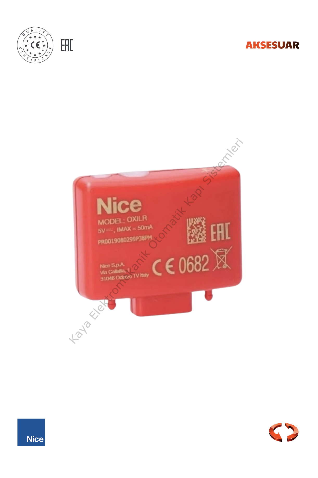 Nice Lora Uzak Mesafeli Alıcı OXILR (Otomatik Kapı Aksesuarı)