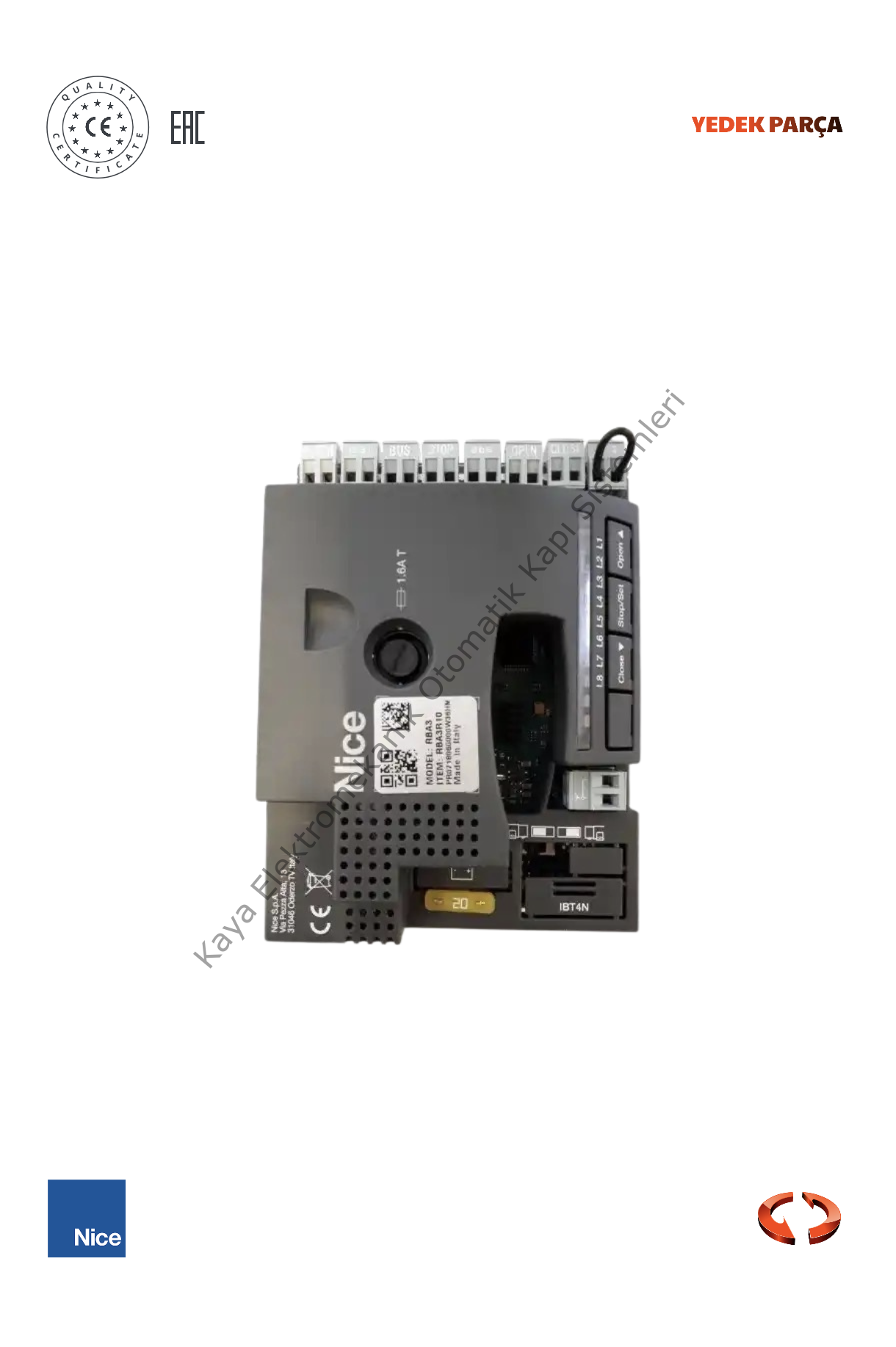 Nice SPRBA3R10 Robus 1000 Motor Kontrol Kartı (Otomatik Kapı Yedek Parça)