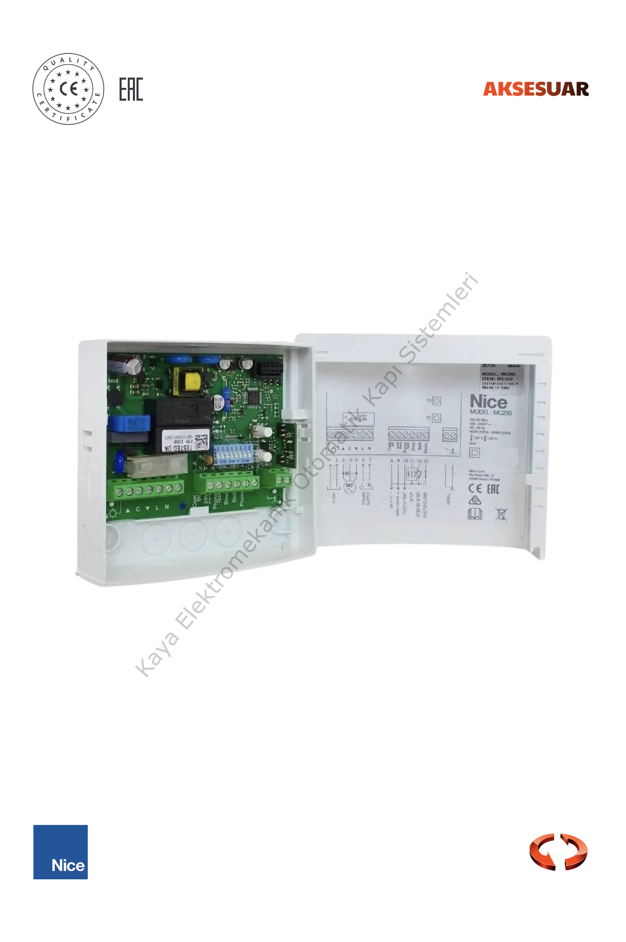 Nice MC200 Titan Side ve Rondo Uyumlu Motor Kontrol Ünitesi (Otomatik Kapı Aksesuarı)