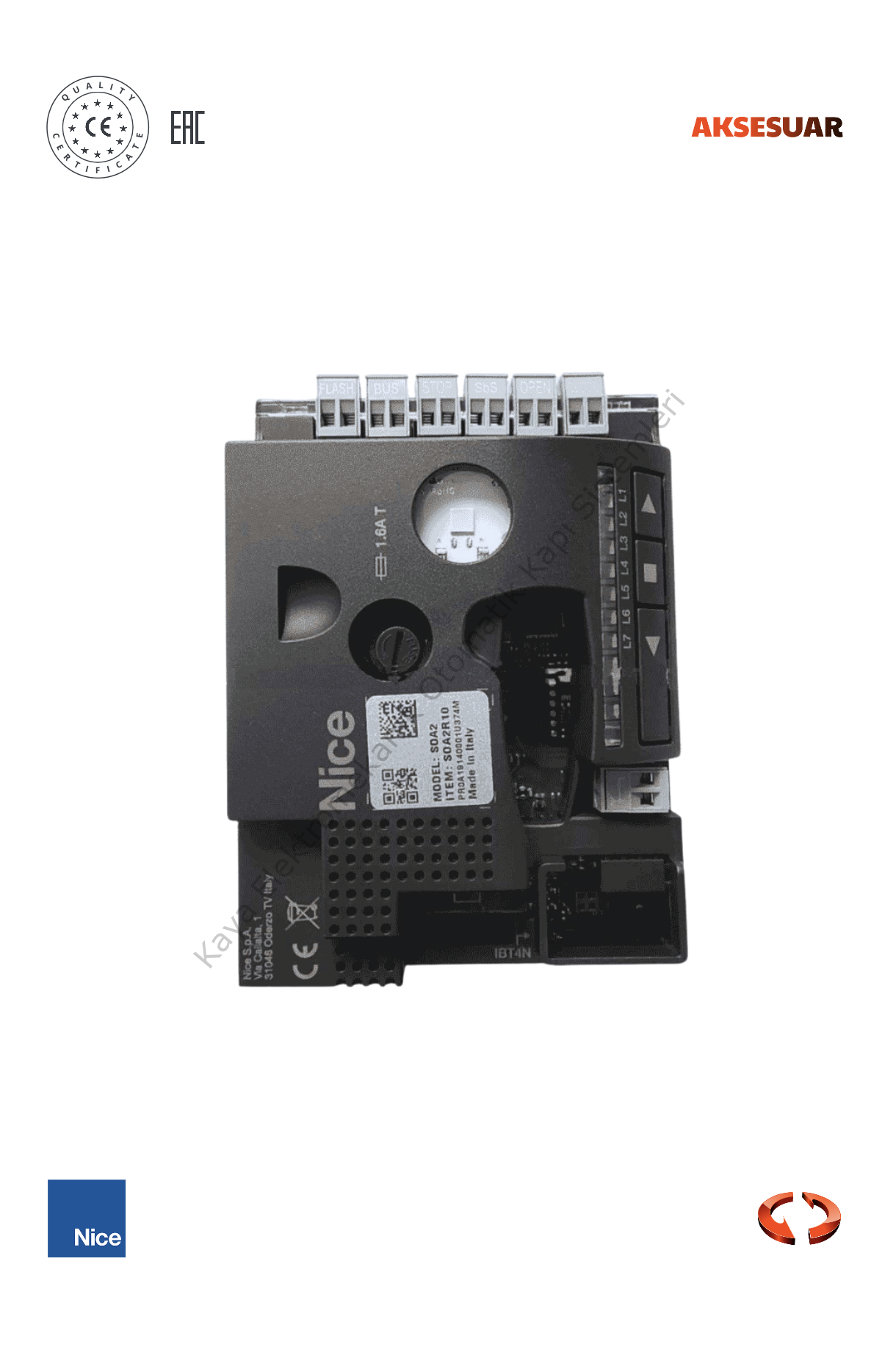 Nice SPSOA2R10 Soon 2000 Motor Kontrol Kartı (Otomatik Kapı Yedek Parça)