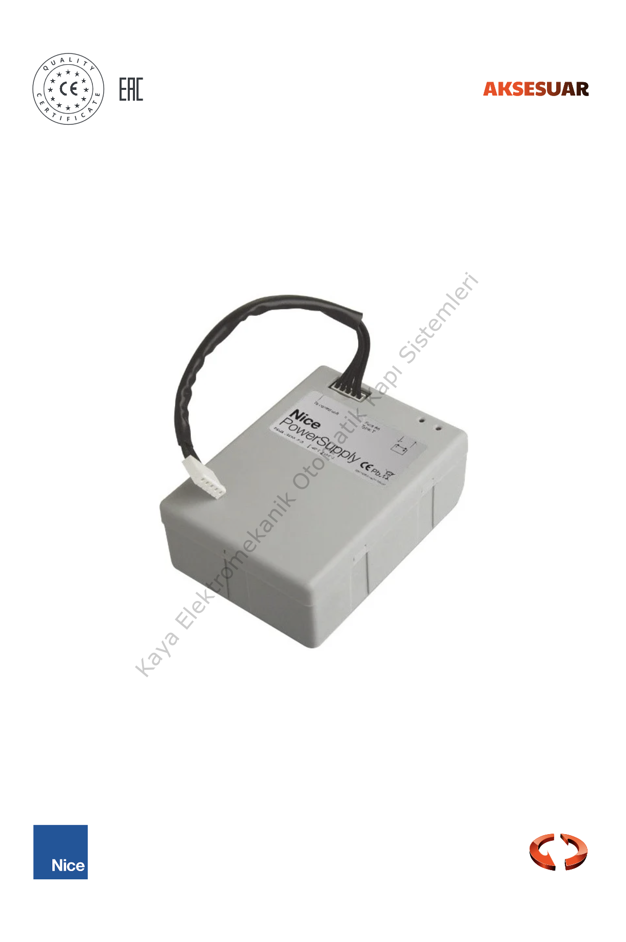 Nice PS124 24v Akü Şarj Ünitesi (Otomatik Kapı Aksesuarı)