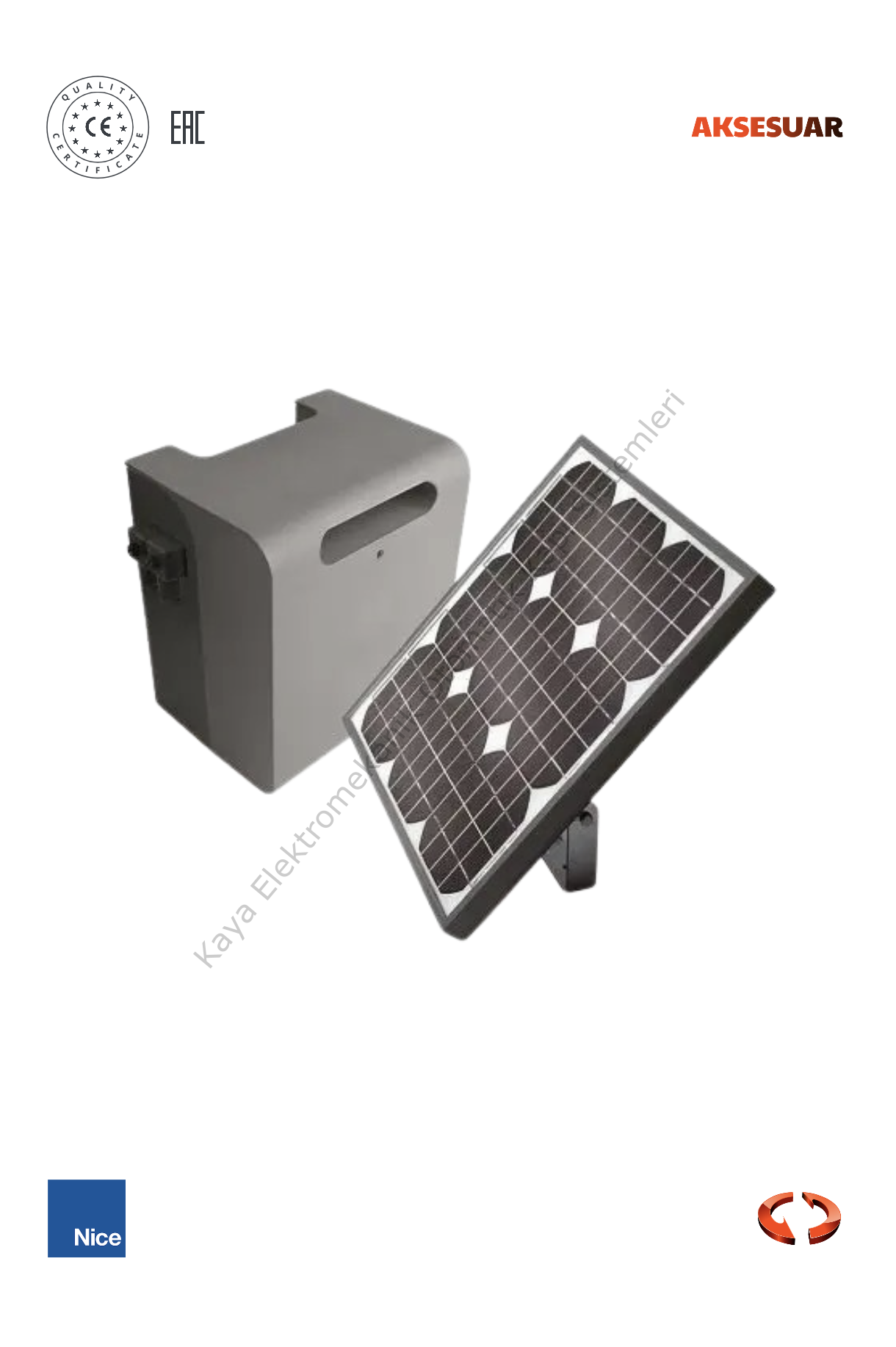 Nice SYKCE Solemyo Güneş Enerji Paneli Kit (Otomatik Kapı Aksesuarı)