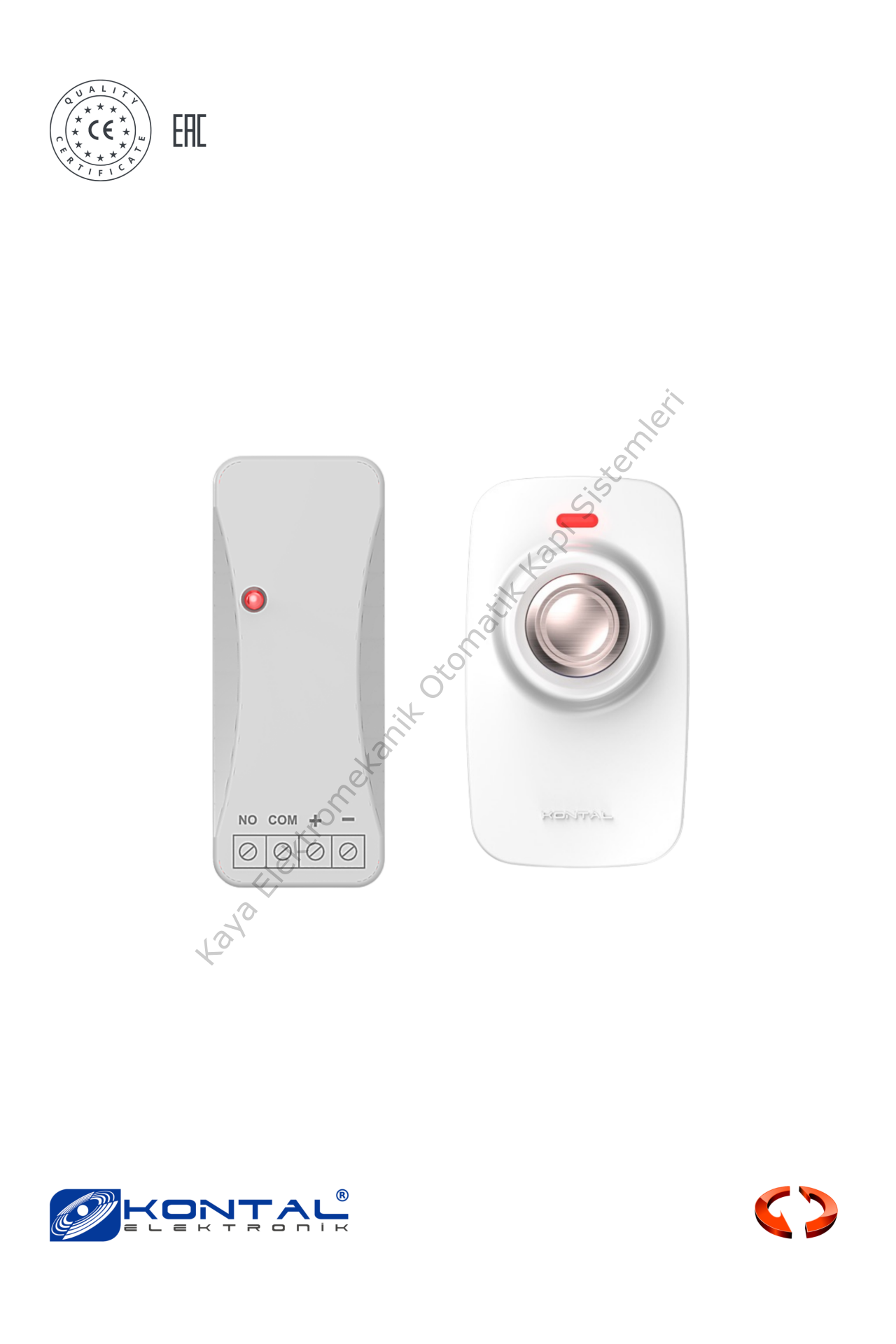 Kontal KB1 Kablosuz Buton Beyaz ve Buton Alıcısı Takım (Otomatik Kapı Aksesuarı)