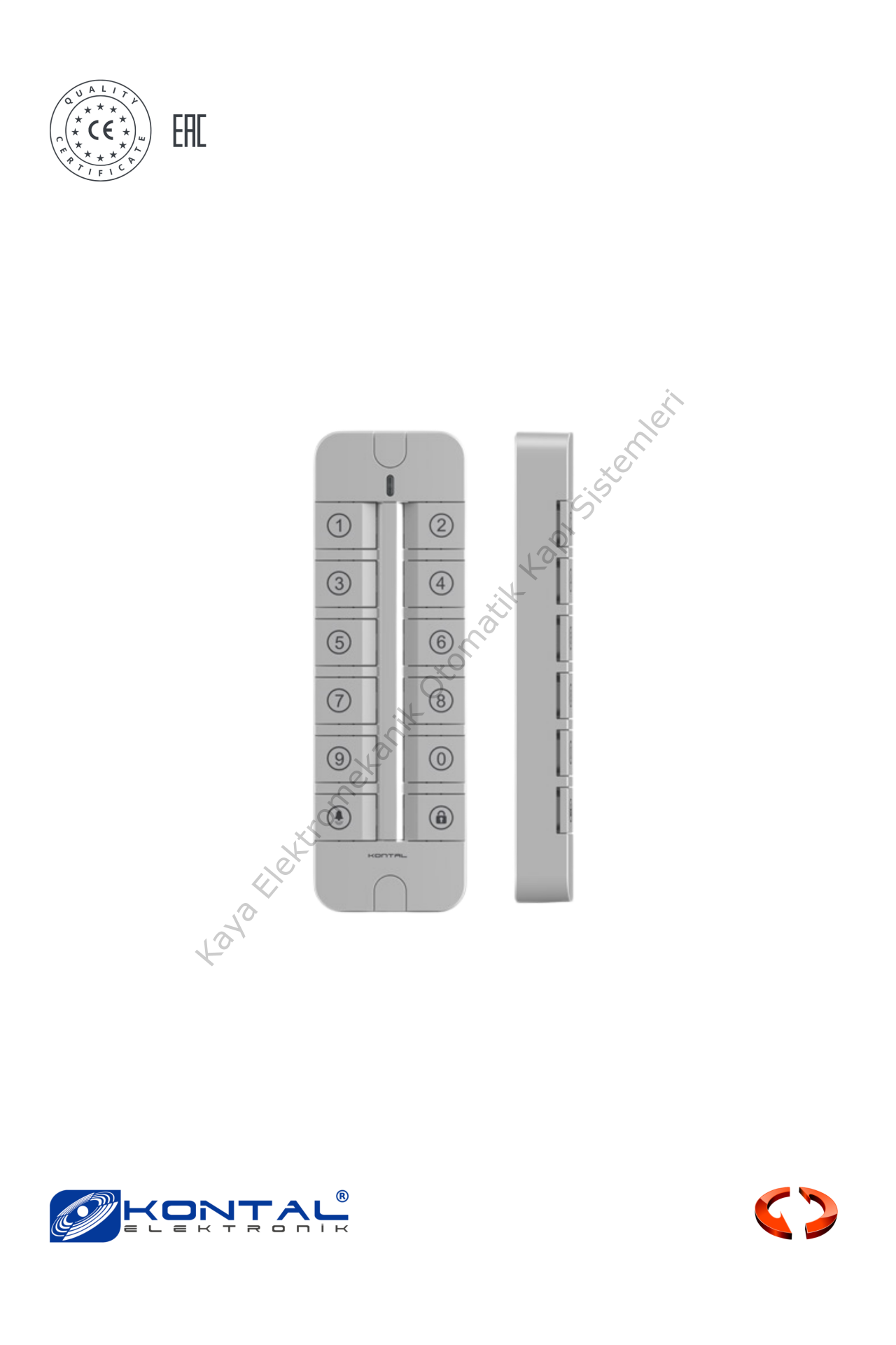 Kontal TGS Şifre Paneli Zil Çıkışlı (Buzzer) (Otomatik Kapı Aksesuarı)